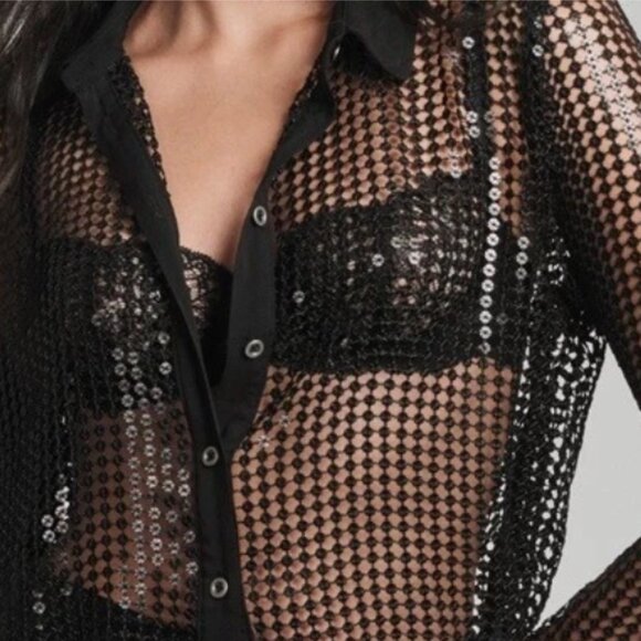 Brand New Anthropologie Pilcro Long-Sleeve Chainmail Buttondown Blouse - Picture 8 of 8